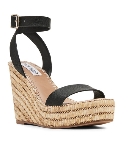 Steve Madden CASSIE BLACK LEATHER Calzado Calzado - Cuñas