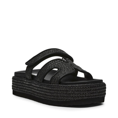 Steve Madden BIGMISSILE BLK RAFFIA Calzado Calzado - Sandalias Planas