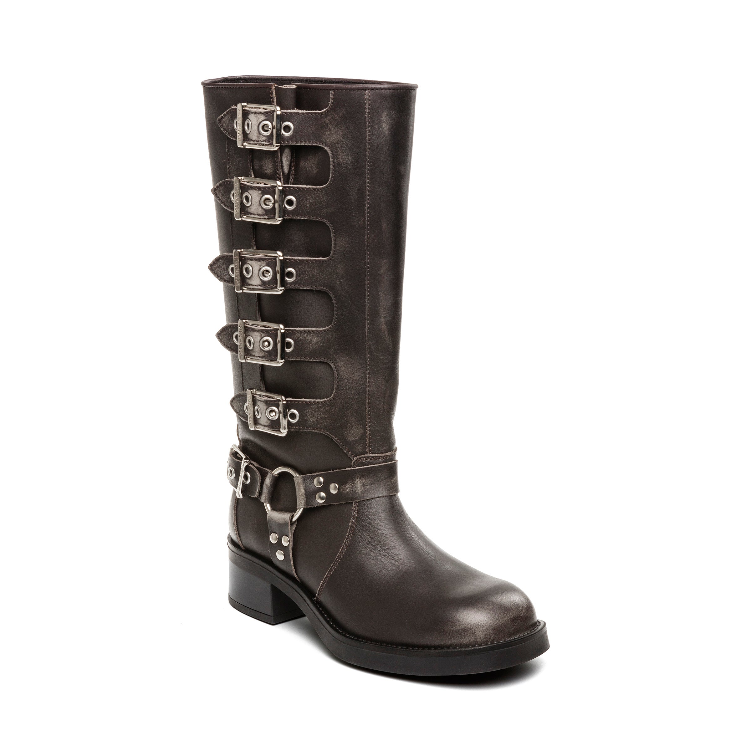 BATTLE DARK GREY LEATHER- Hover Image